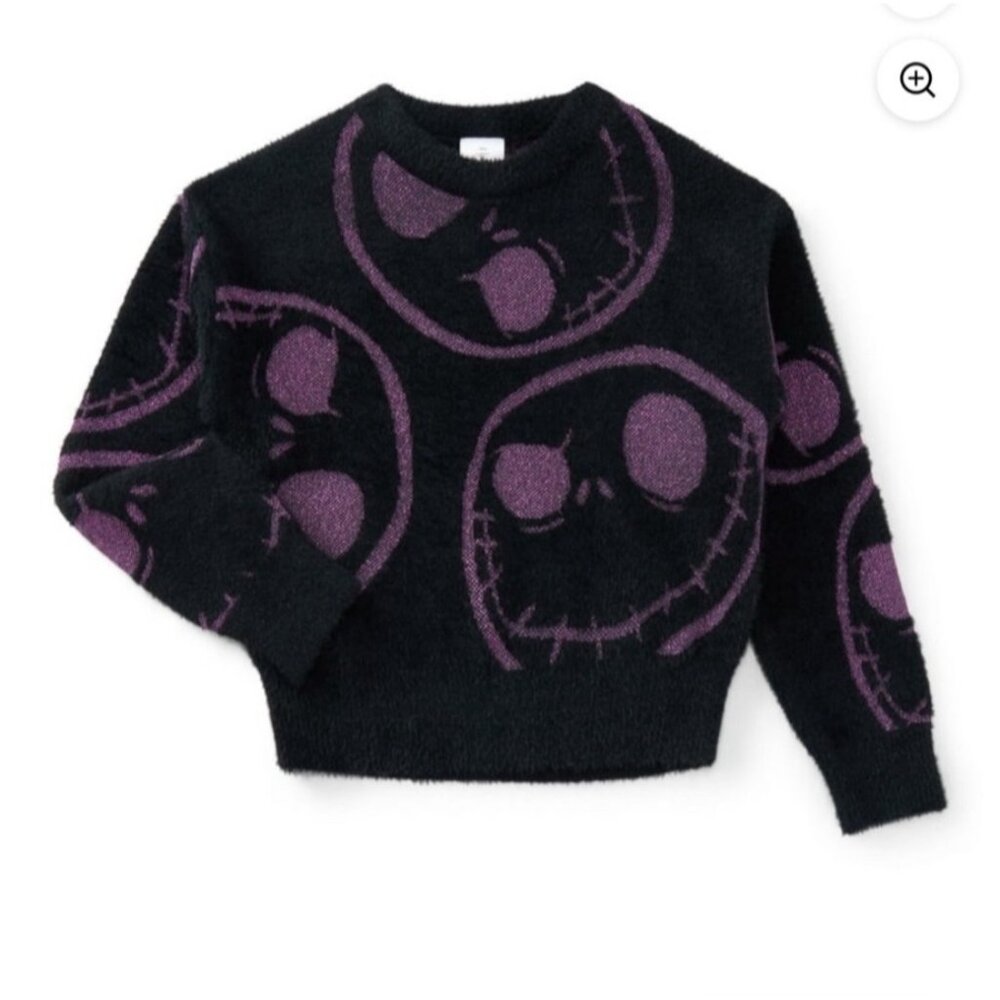 Nightmare Before Christmas NWT Purple Glitter Soft Sweater Youth Girl' XL 14-16